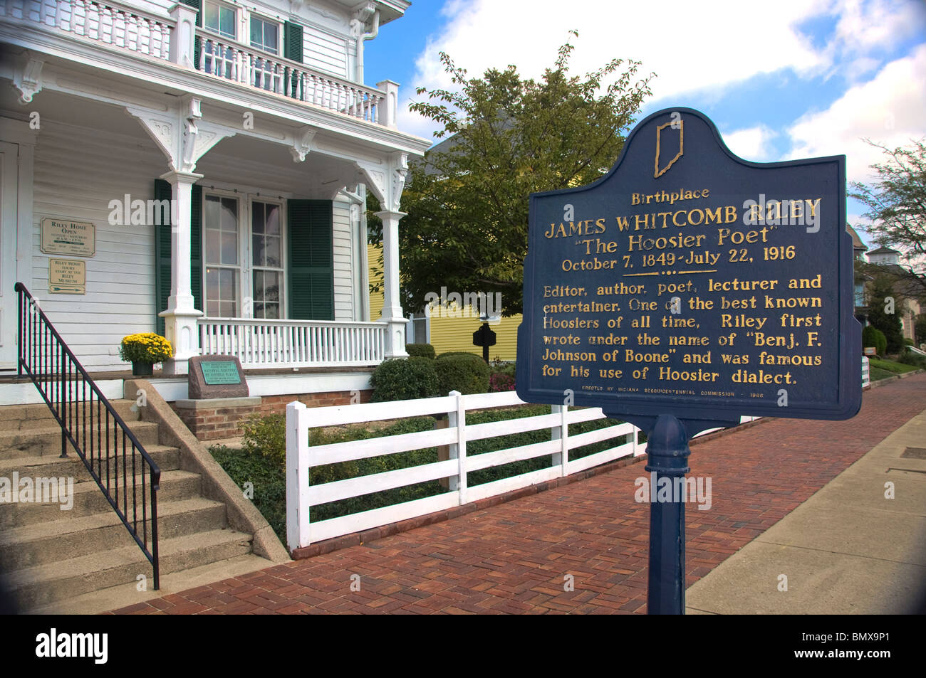 Der Geburtsort von James Whitcomb Riley (1849), der "Hoosier Dichter" Greenfield, Indiana. Stockfoto