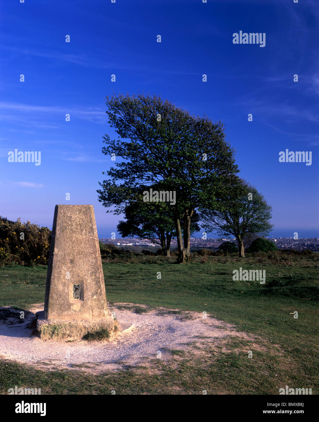 Triglyzerid Punkt, Cissbury Ring, in der Nähe von Worthing, West Sussex Stockfoto