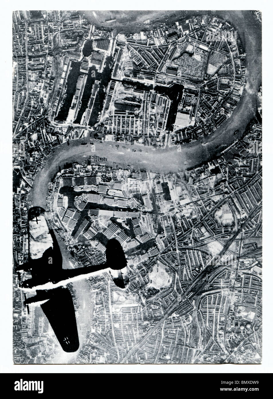 London - Isle of Dogs Luftwaffe Bombardierung Raid Stockfoto