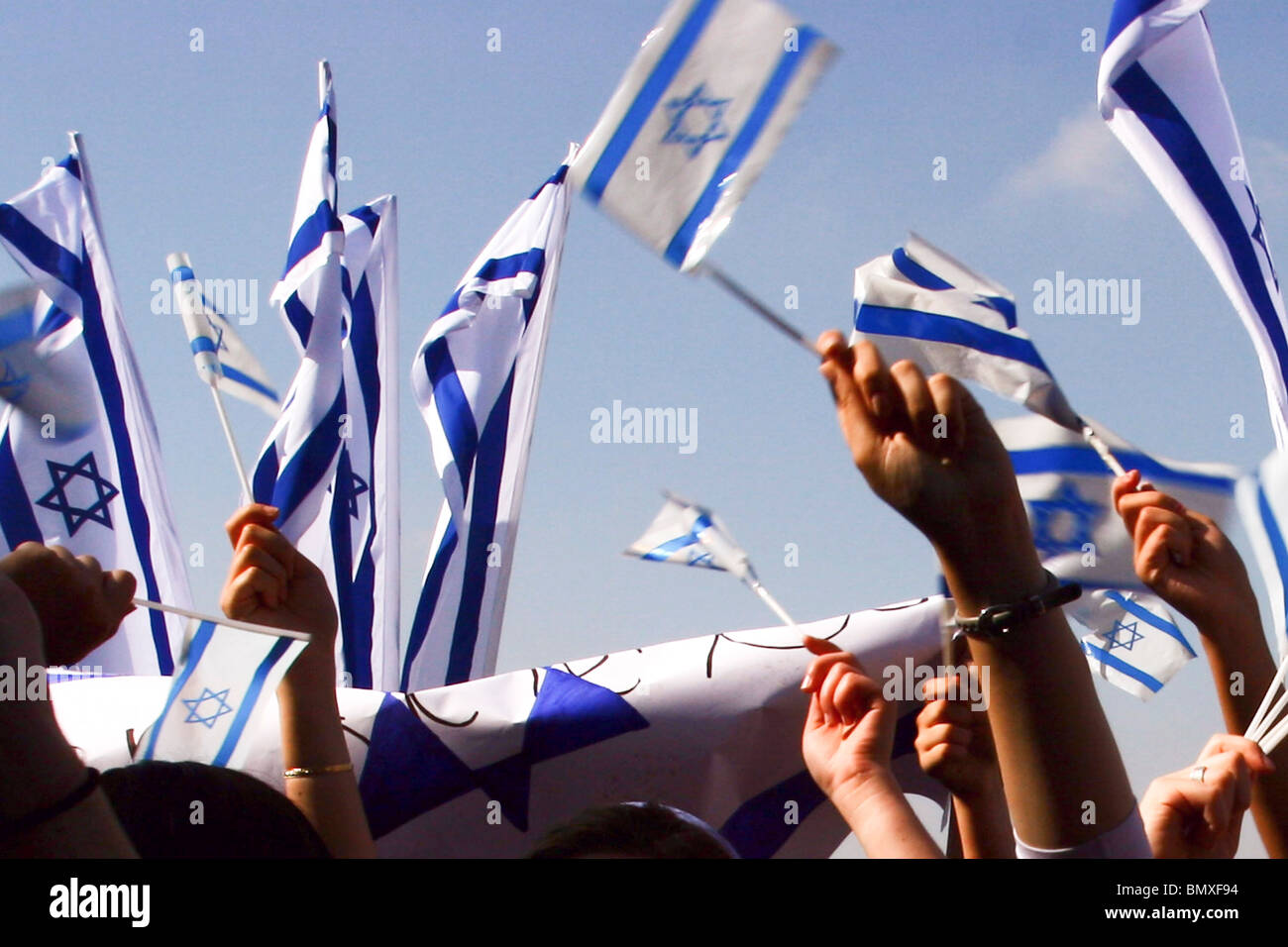 Israel, Ben-Gurion-Flughafen-Neuzuwanderer aus USA kommen in Israel und einen herzlichen Empfang von der israelischen Jugend Stockfoto
