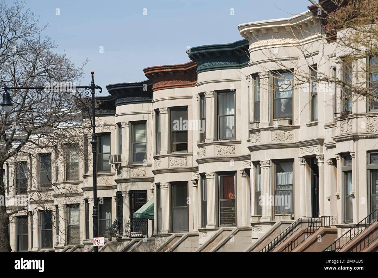 Häuser in Park Slope in brooklyn Stockfoto