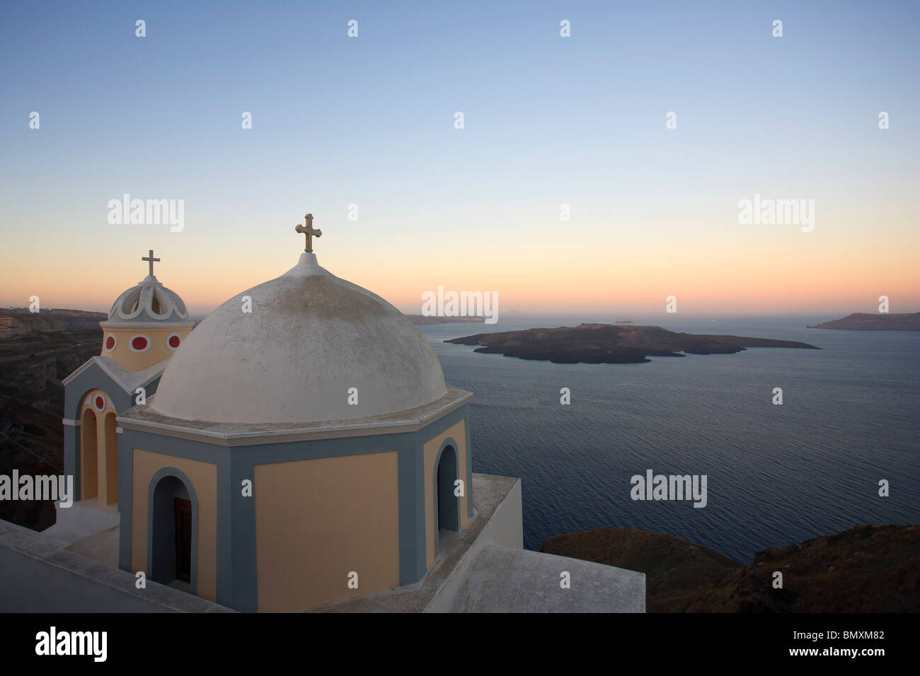 Griechenland, Cyclades, Santorini, Fira (Thira), Blick auf Santorini Caldera Stockfoto