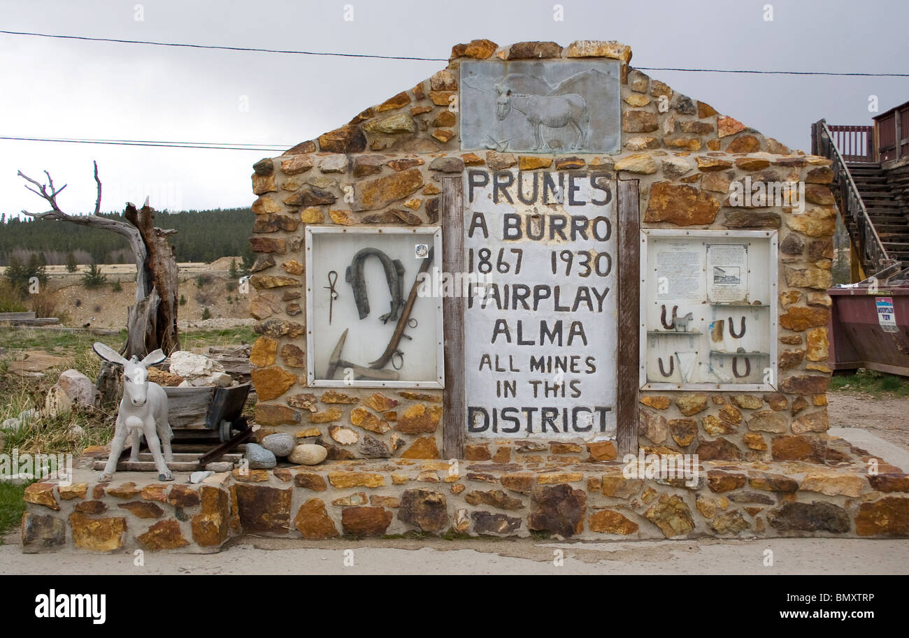 Die Burro-Gedenkstätte in Fairplay Colorado Pflaumen Stockfoto