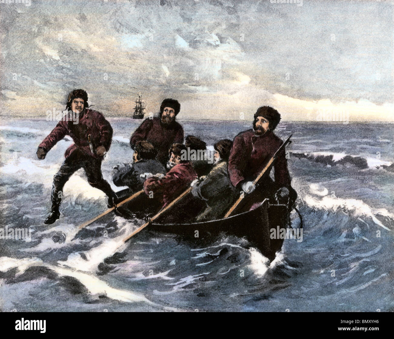 Carsten Borchgrevink, die erste Landung auf Victoria Land, Antarktis, 1894. Handcolorierte halftone einer Abbildung Stockfoto