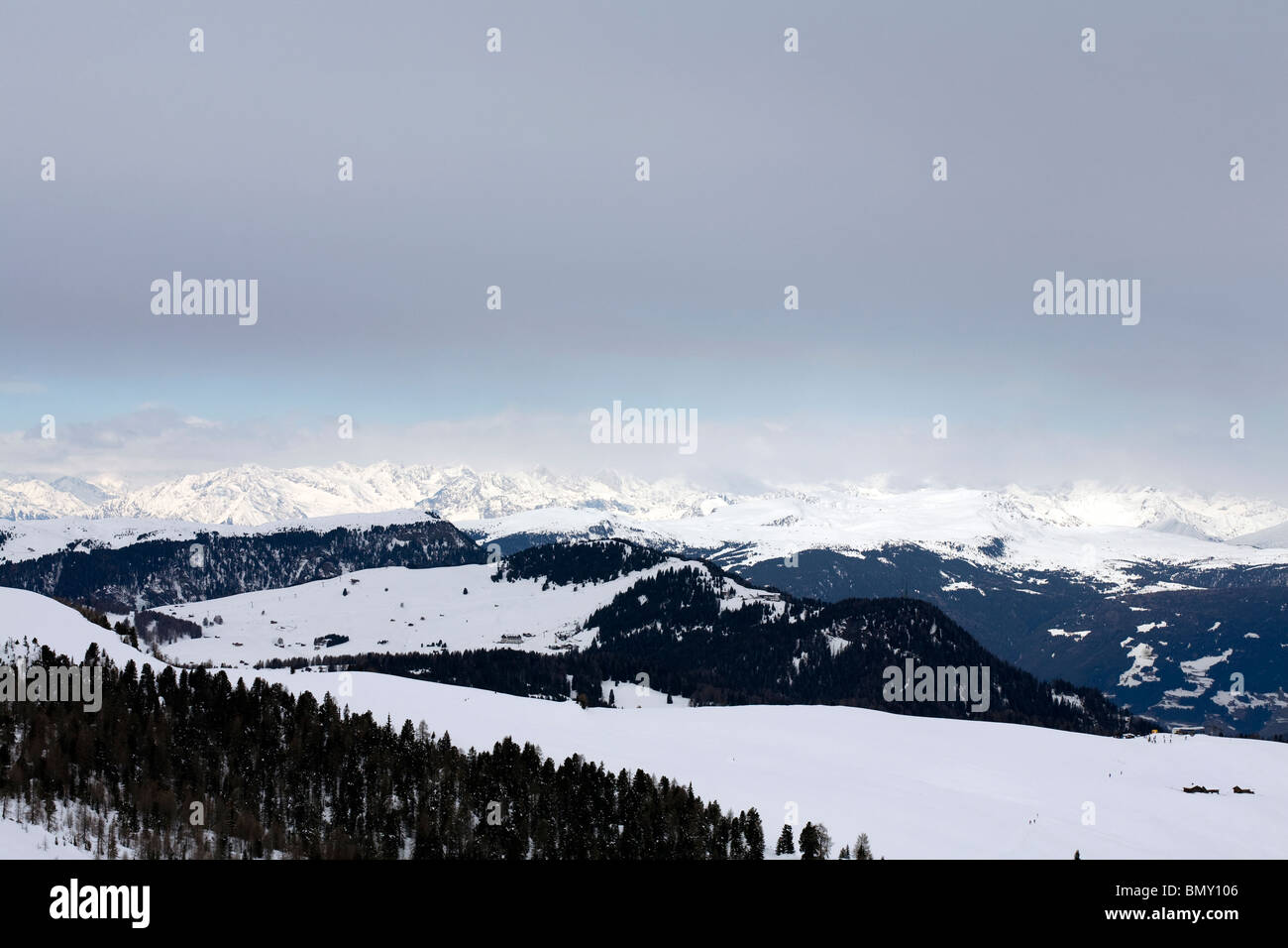 Wolke über das Val Gärten Selva Dolomi löschen Stockfoto