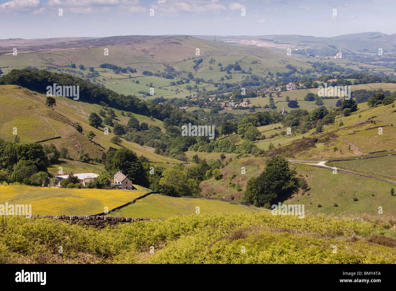 UK, Derbyshire, Peak District, Hathersage, hoffe Tal, Mitchell Field Stockfoto