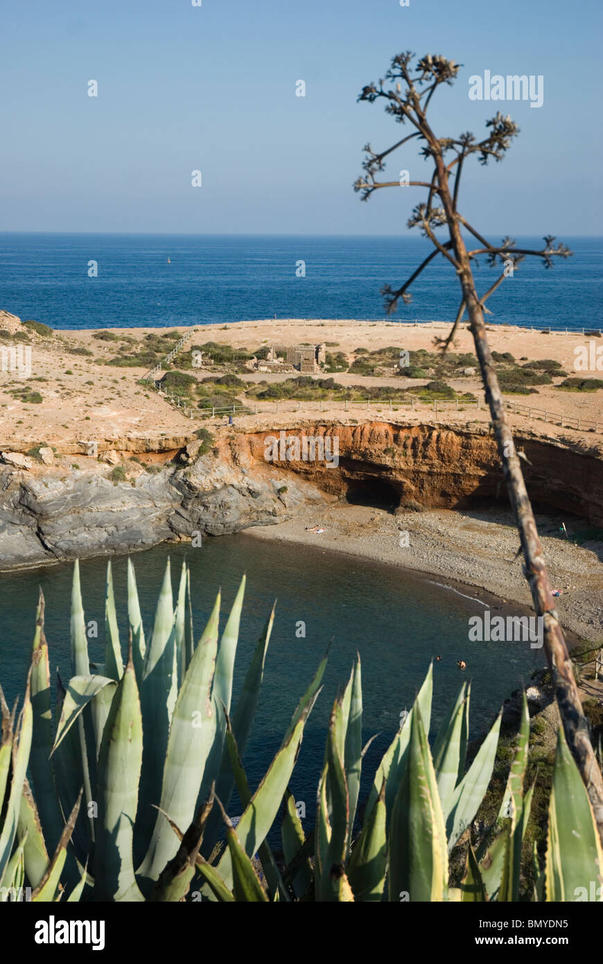 Strand in der Nähe von Leuchtturm von Cabo de Palos CARTAGENA Murcia Region Spanien Stockfoto