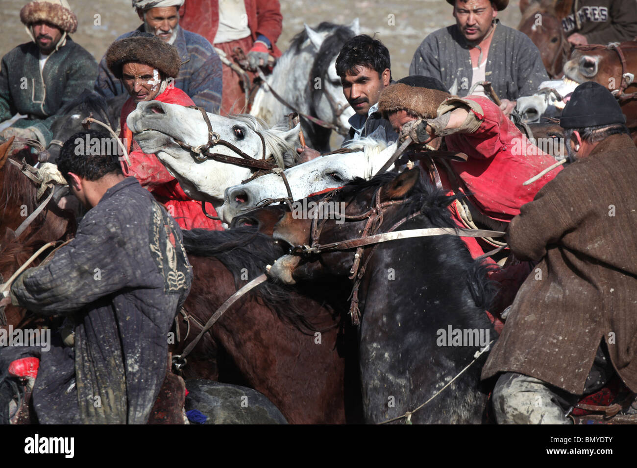 Bushkashi ist eine berühmte Horsegame in Afghanistan Stockfoto