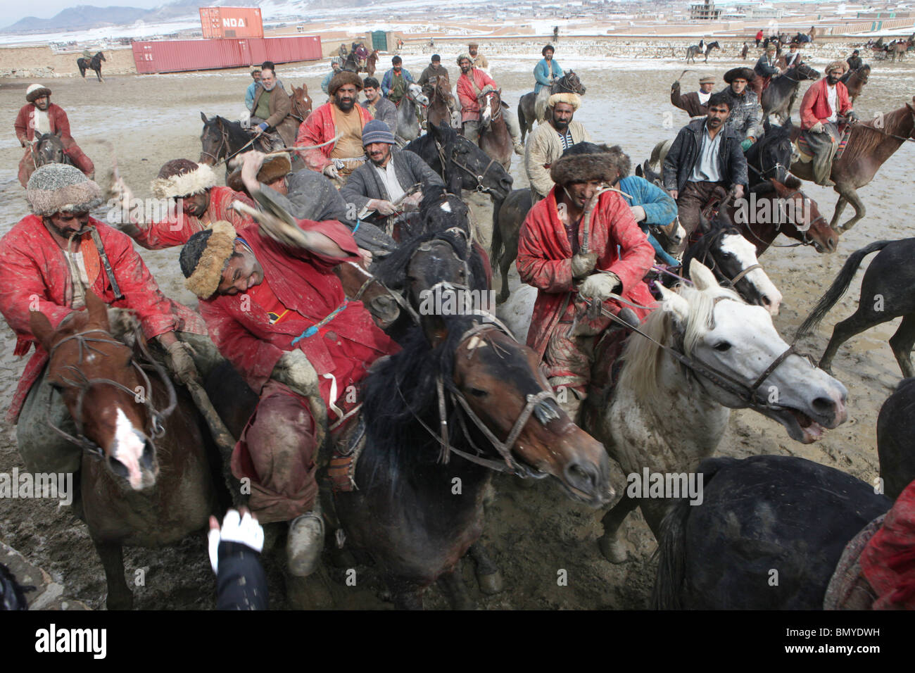 Bushkashi ist eine berühmte Horsegame in Afghanistan Stockfoto