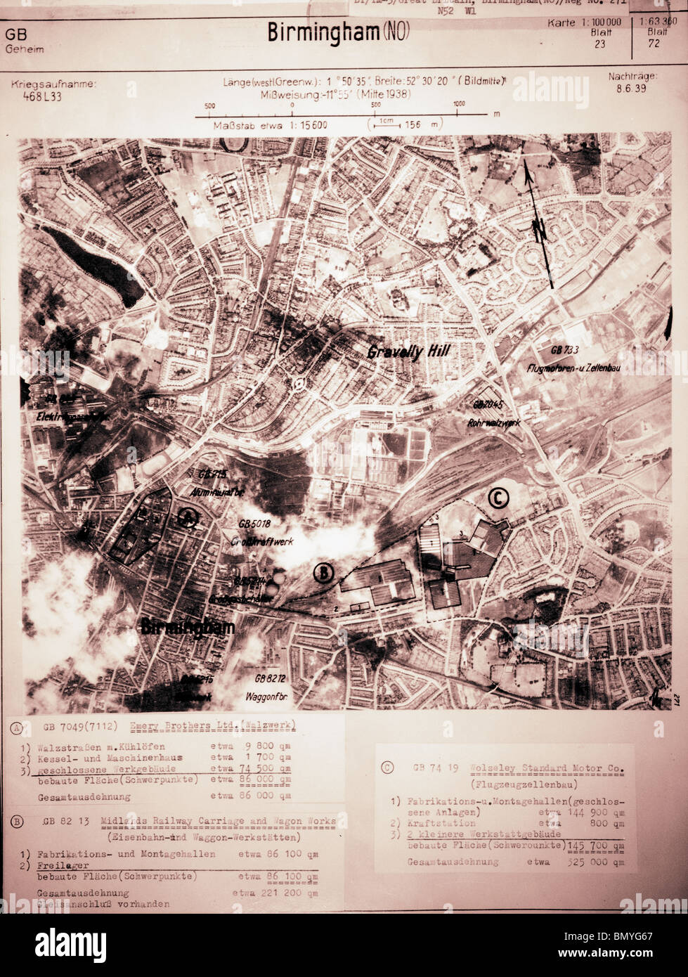 Kiesigen Hill, Birmingham - Midlands 8. Juni 1939 Emery Brüder & Midland Railway Fabrik Stockfoto