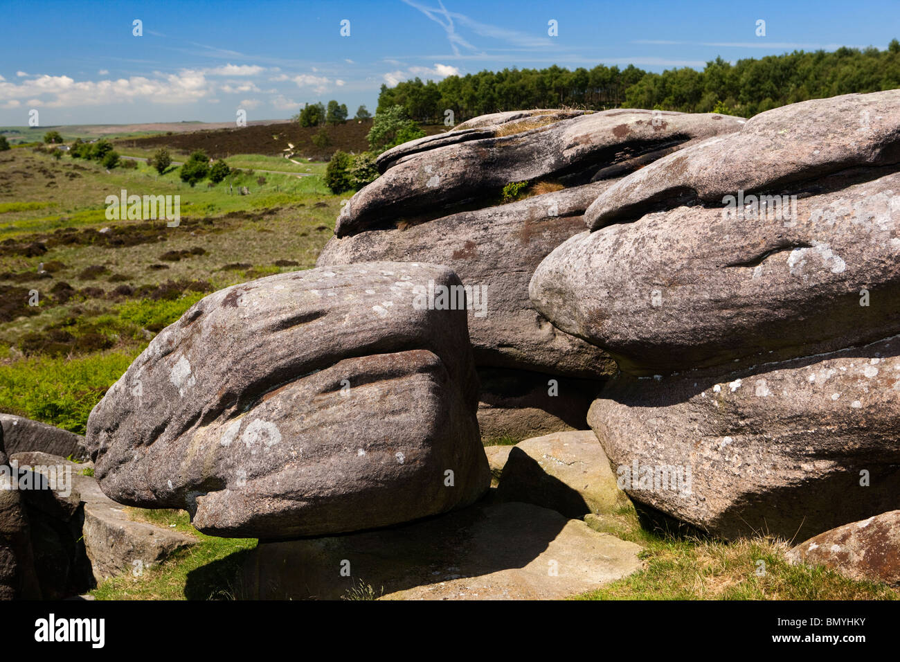 Großbritannien, England, Derbyshire, Peak District, Hathersage, Owler Tor rock formation Stockfoto