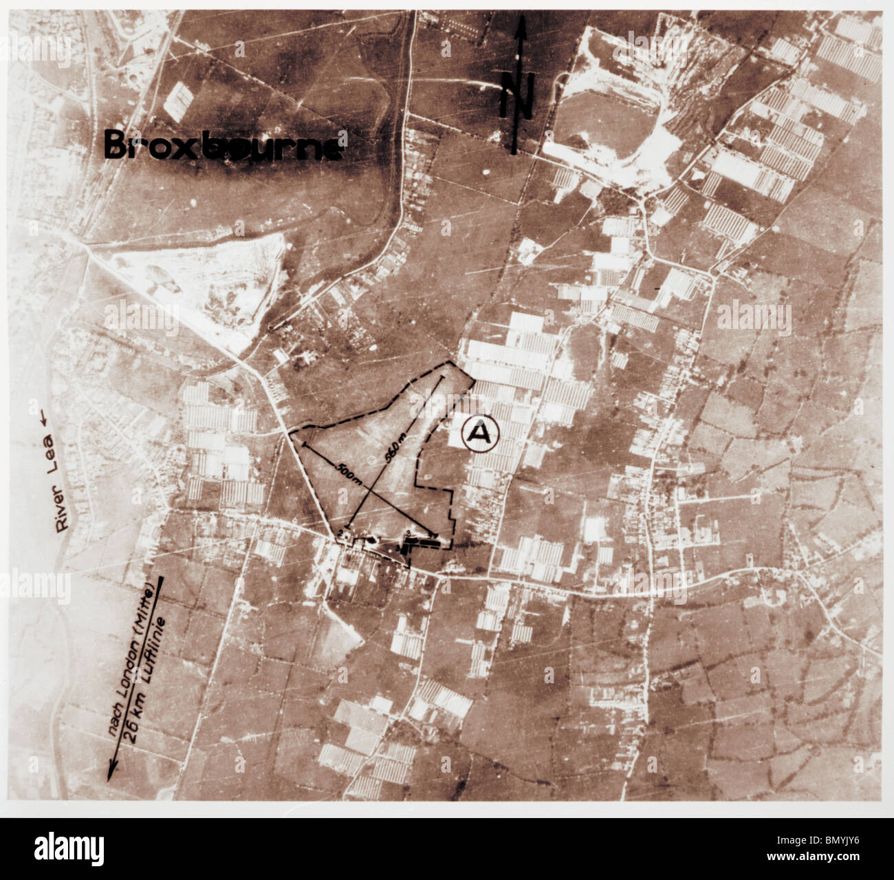 Broxbourne, Nr. Waltham Abbey - Hertfordshire 1940-Flugplatz Stockfoto