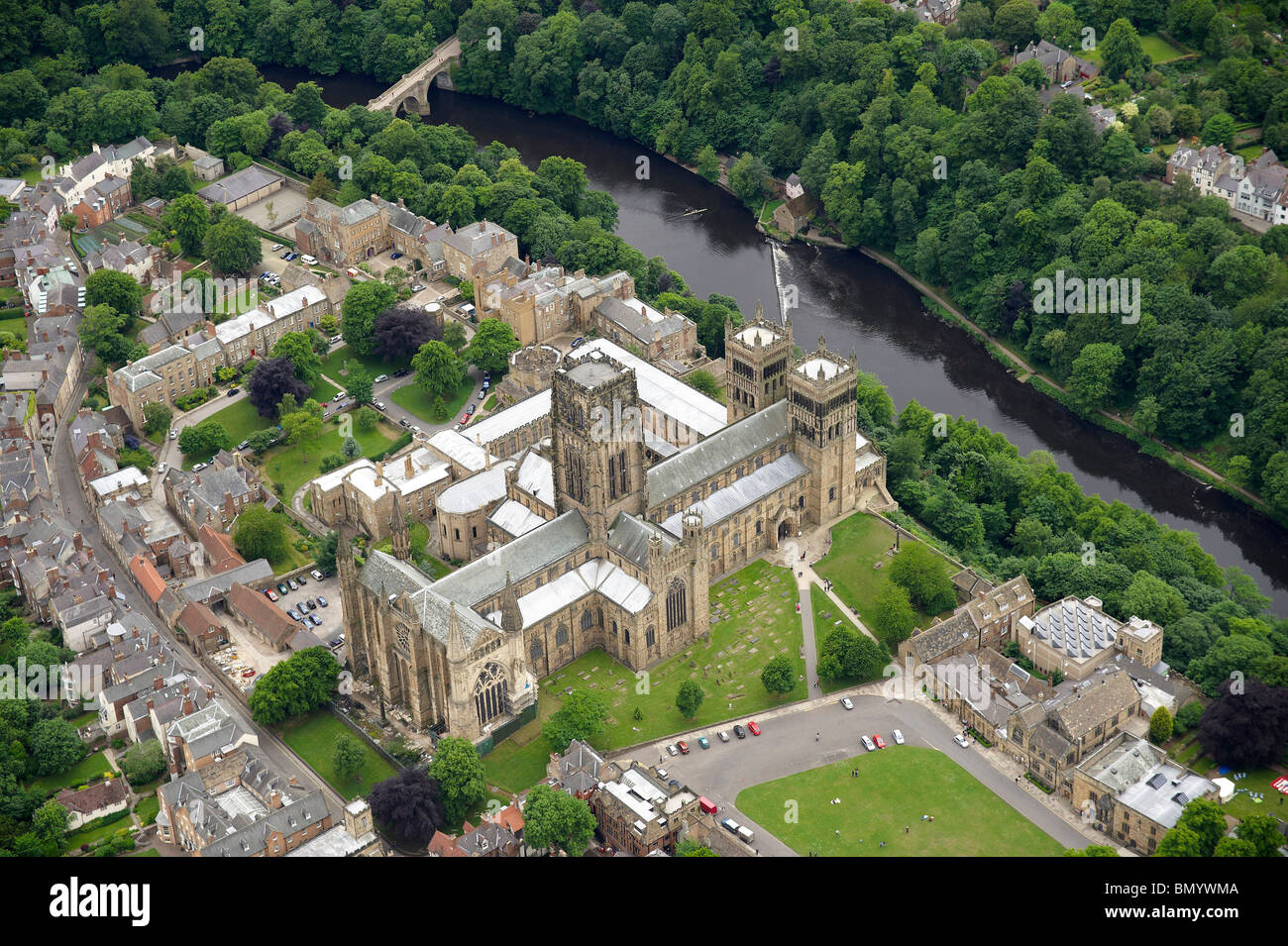Durham Kathedrale aus der Luft, Sommer 2010, North East England Stockfoto