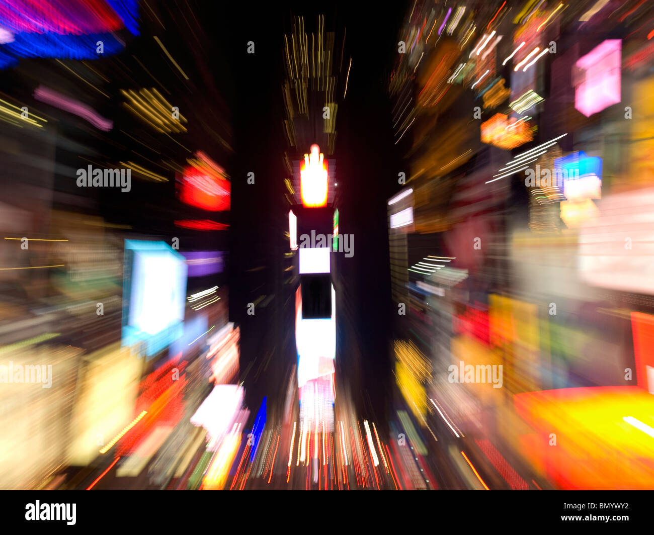 Bewegung verschwommenes Bild vom Times Square in New York City. Stockfoto