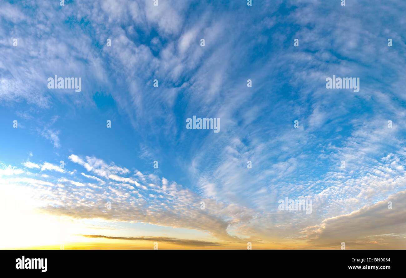 Blick auf den malerischen blauen Himmel am Morgen Stockfoto