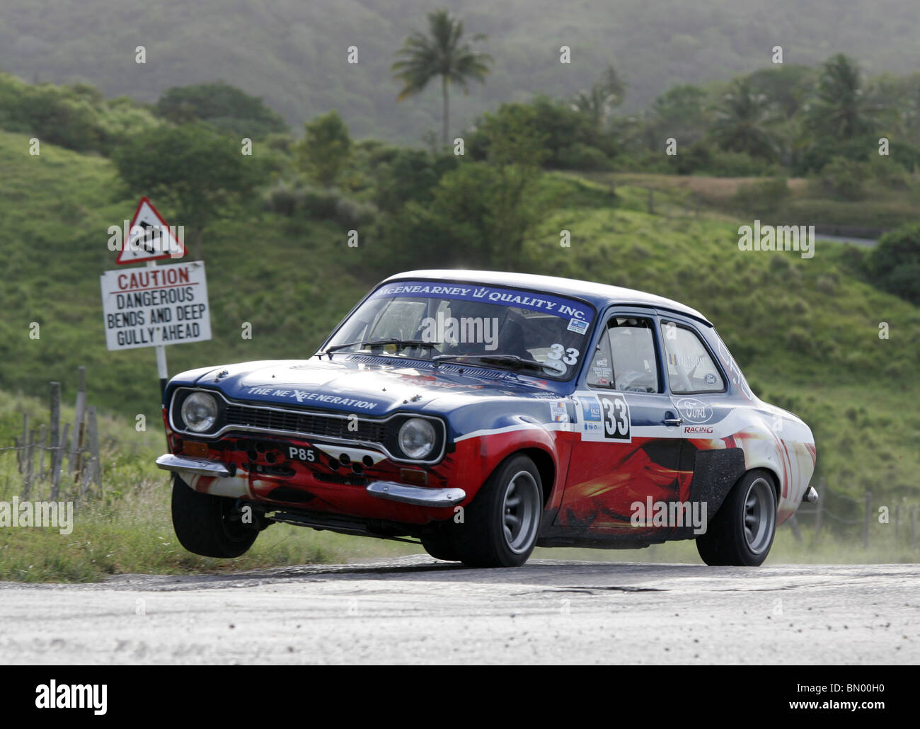 Ford Escort Rallye-Auto, Rallye Barbados 2009. Stockfoto