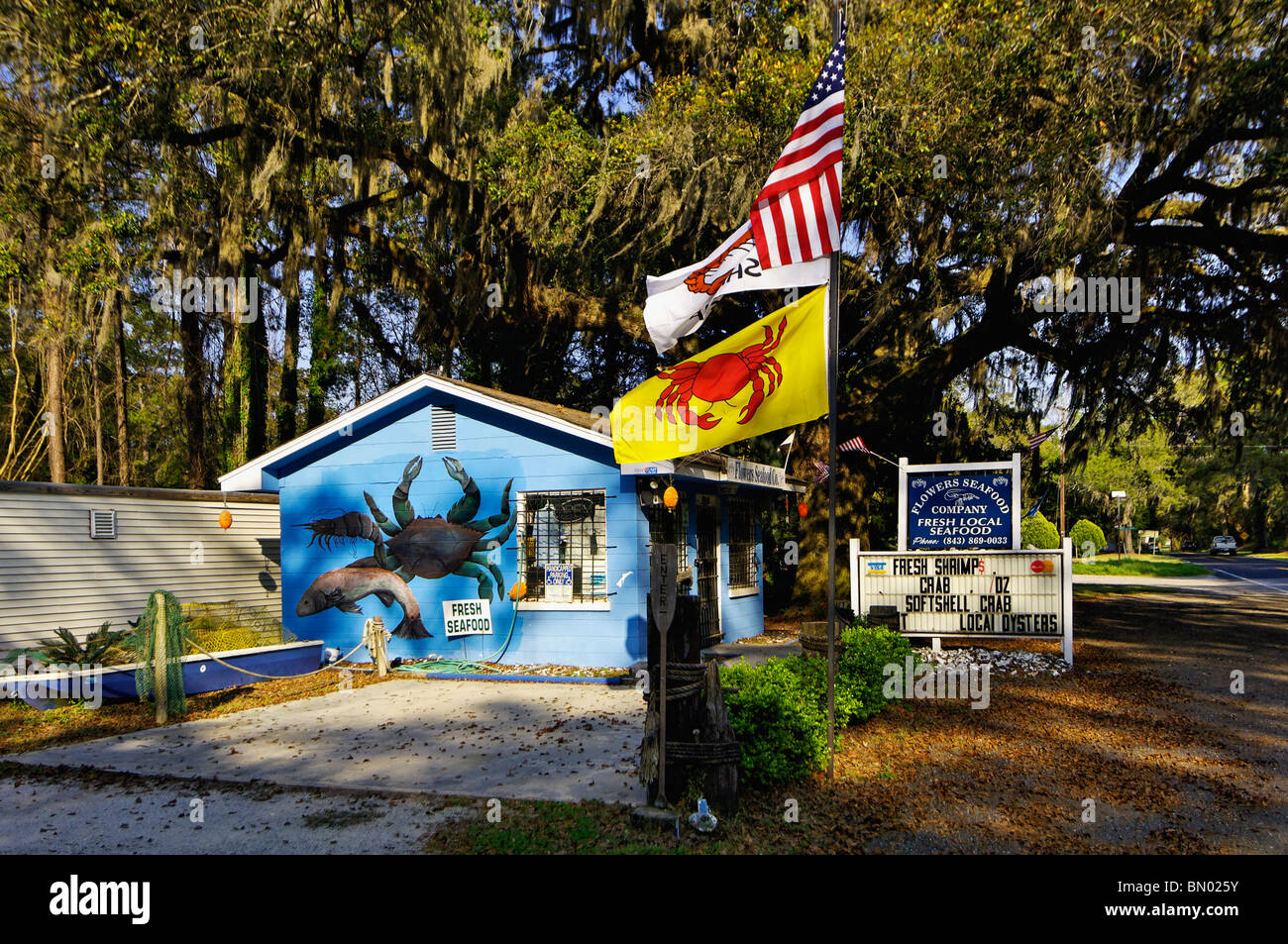 Straßenrand frische Meeresfrüchte Store auf Edisto Island in South Carolina Stockfoto