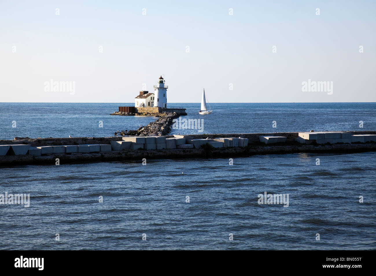 Yacht von Cleveland Hafen West Pierhead Stockfoto