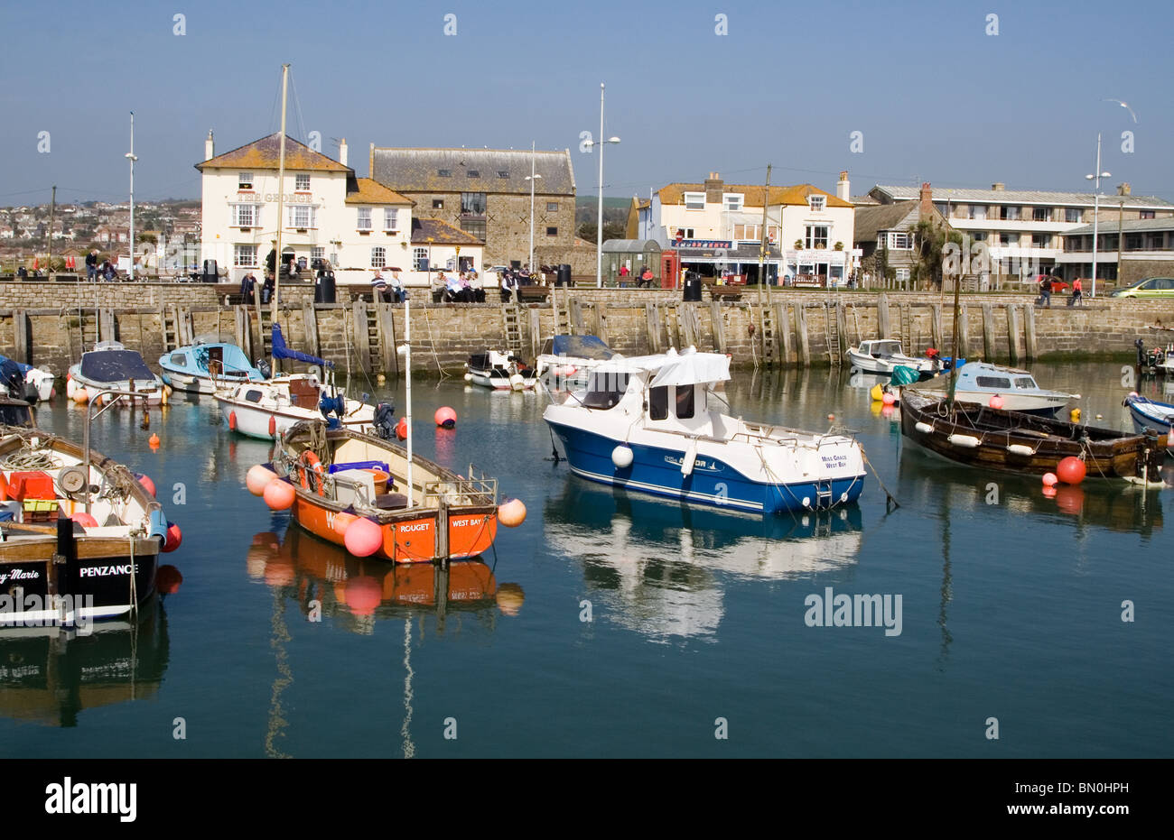 Der Hafen von West Bay Dorset Stockfoto