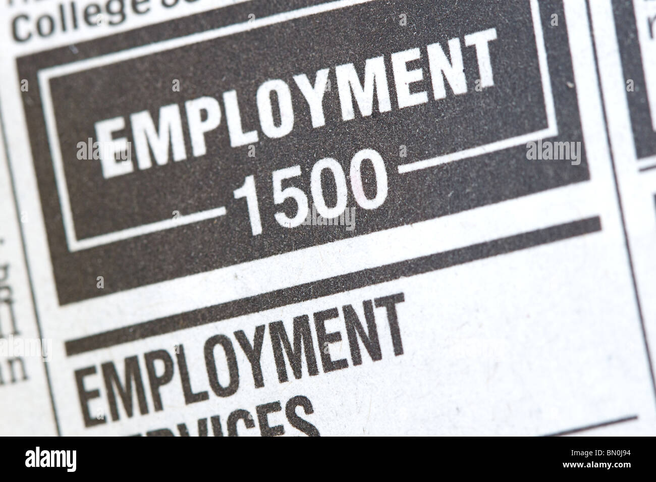 Jobs im Bereich Arbeitslosigkeit Ihrer Zeitung Inserat Stockfoto
