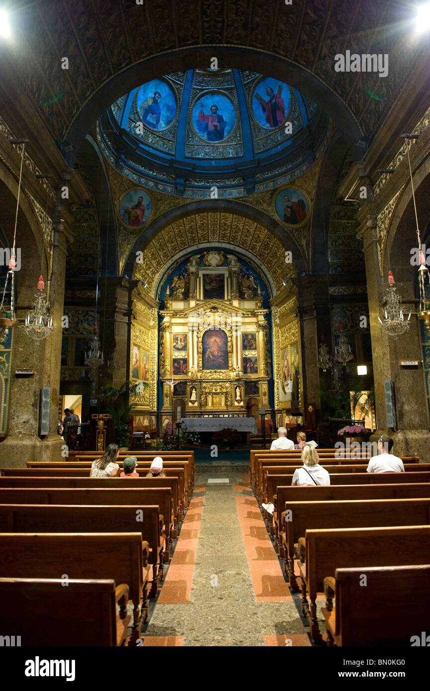 Altar-Dekoration in der Basilica De La Mare de Deu, Kloster Lluc, Mallorca, 2010 Stockfoto
