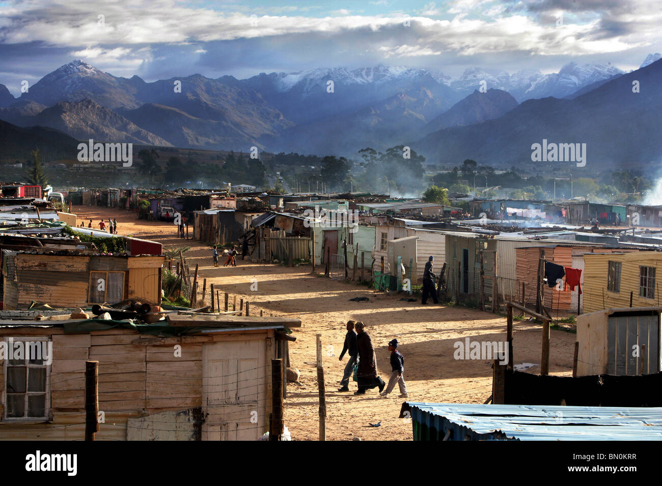 Südafrika: Township in der Weinregion der westlichen Kap-Provinz in der Nähe von De Doorns, Hex Valley Stockfoto