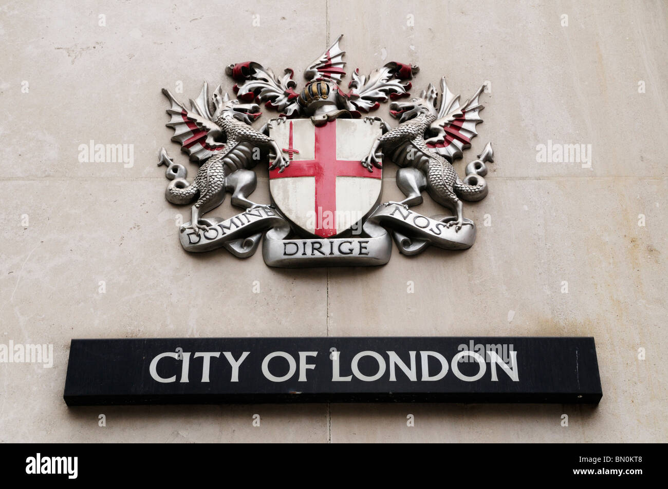 Domine Dirige Nos von London Stadtwappen, London, England, UK Stockfoto