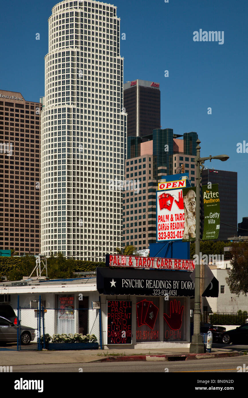 Eine psychische Leser Schaufenster, Downtown Los Angeles, California, Vereinigte Staaten von Amerika Stockfoto