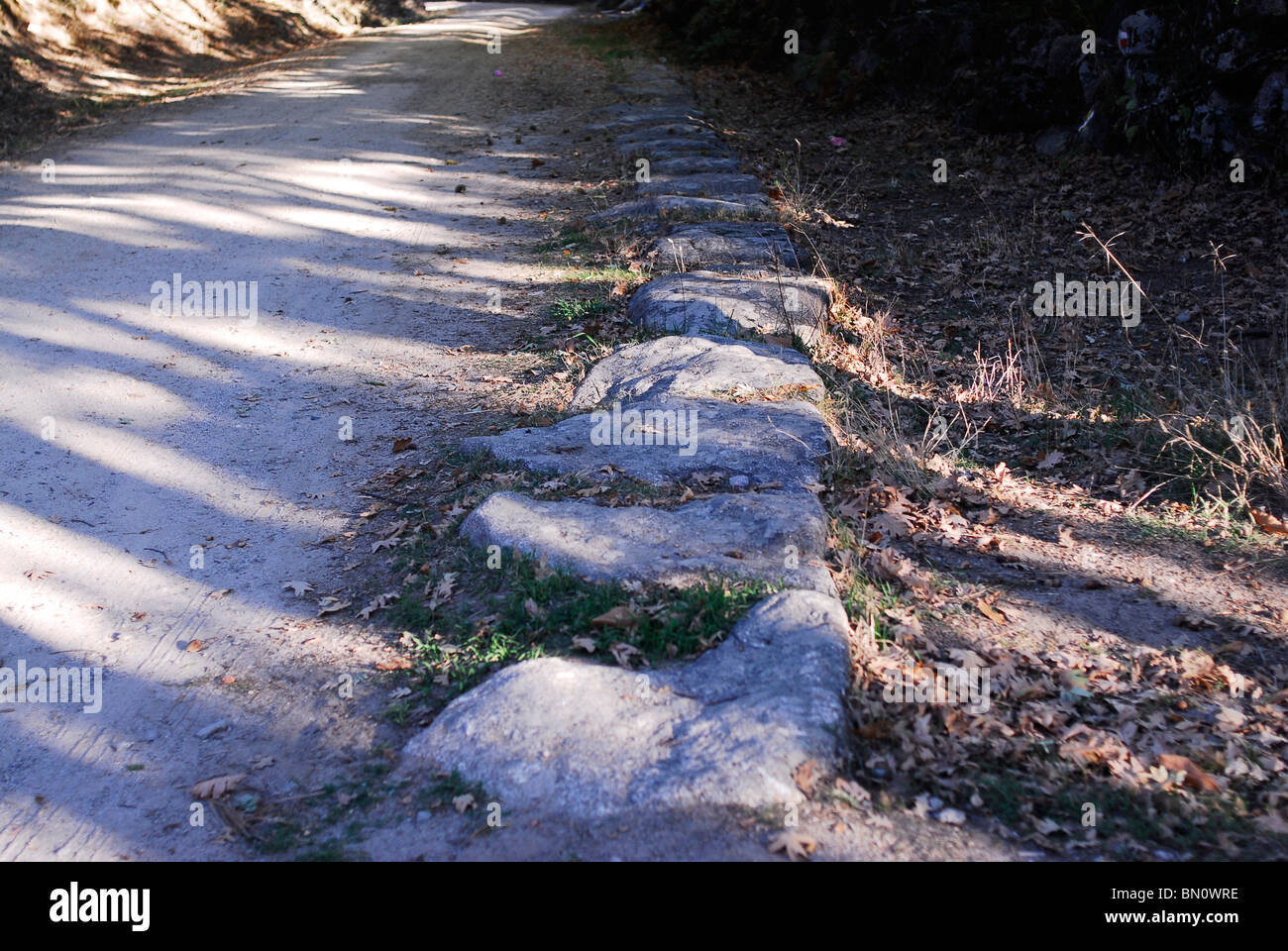 Bleibt der Roman Silver Weg oder Via De La Plata in der Provinz Salamanca. Spanien Stockfoto