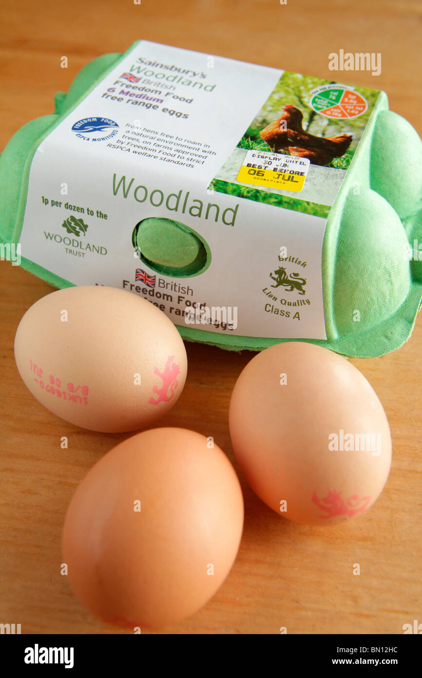 Box von Eiern aus Freilandhaltung Stockfoto