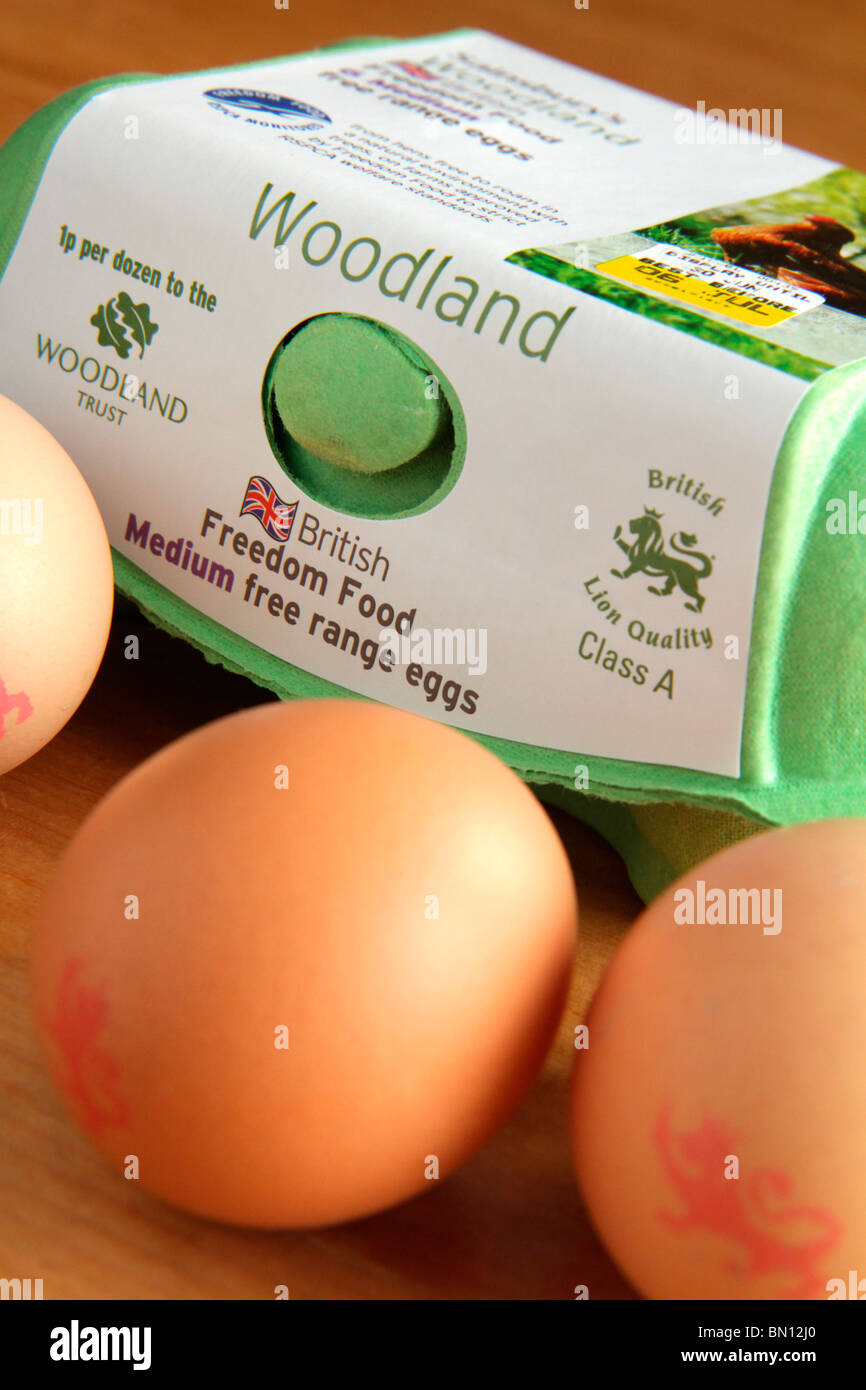 Box von Eiern aus Freilandhaltung Stockfoto