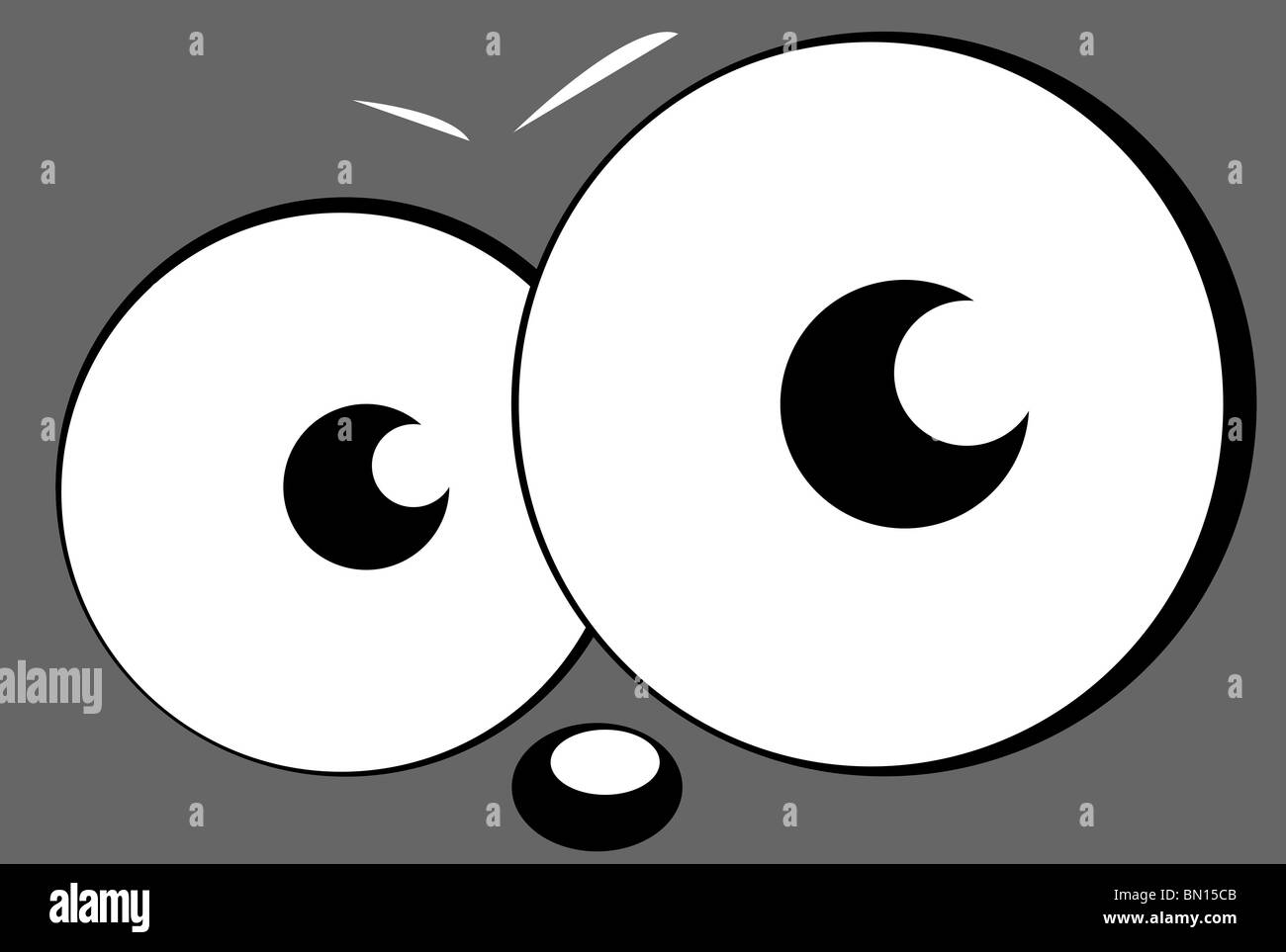 Paar Cartoon-Augen oder Augäpfel aus Seite isoliert auf weißem Hintergrund. Stockfoto