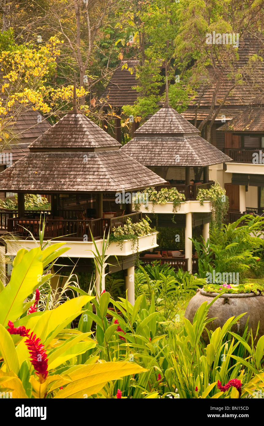 Vier Jahreszeiten Resort Zimmer und Gärten in Chiang Mai, Thailand. Stockfoto