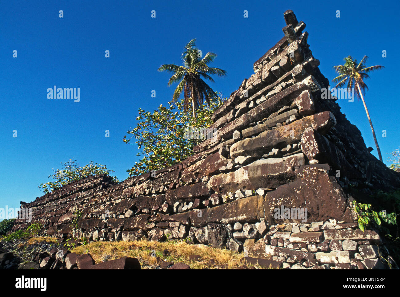 Pohnpei, Mikronesien: Nan Douwas, die Hauptstruktur bei Nan Mandol. Stockfoto