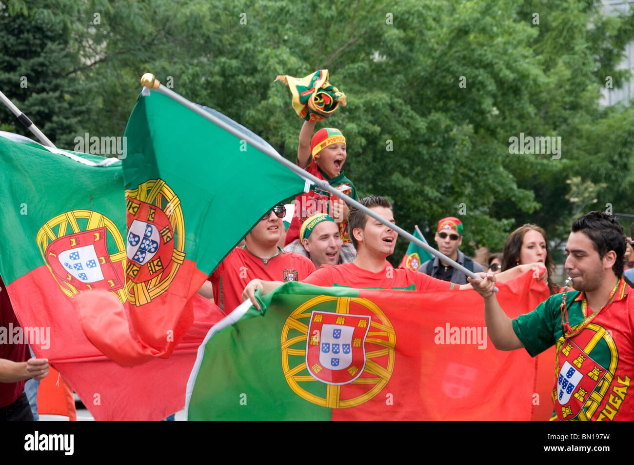 WM-Fans Montreal Kanada 25. Juni 2010-Spiel zwischen Portugal und Brasilien Stockfoto