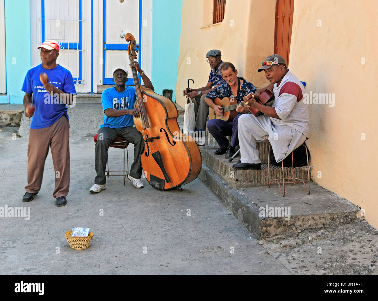 Straßenmusiker, Altstadt, Santiago De Cuba, Kuba Stockfoto