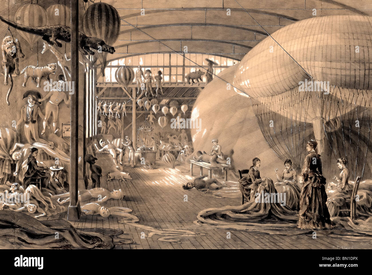 Ballon-Fabrik Paris, Frankreich ca. 1883 Stockfoto