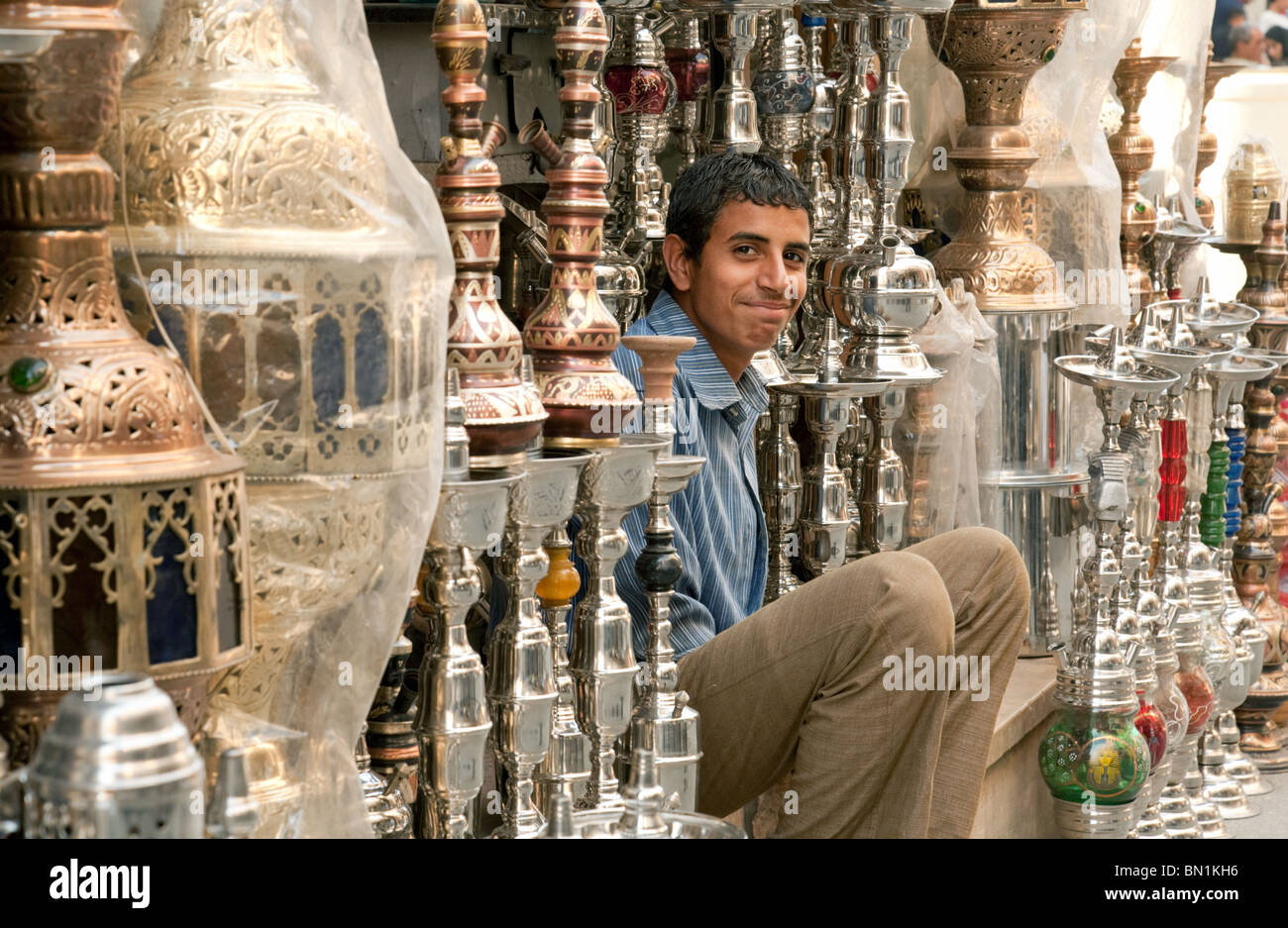 Ägypten Markt Händler Shop Und Ladenbesitzer Oder Händler In Der Khan Al Khalili Markt