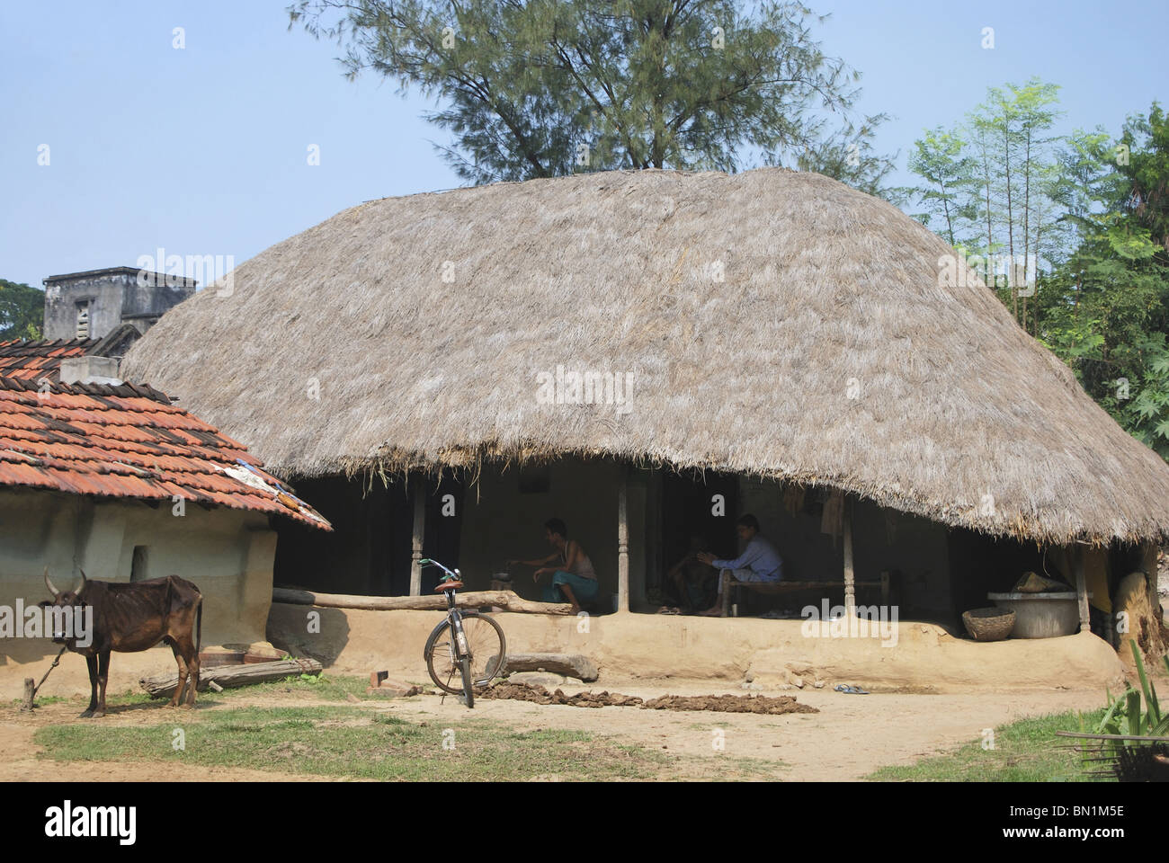 Grass strohgedeckte Hütte in Bankuda Distrct, W. Bengal Stockfoto