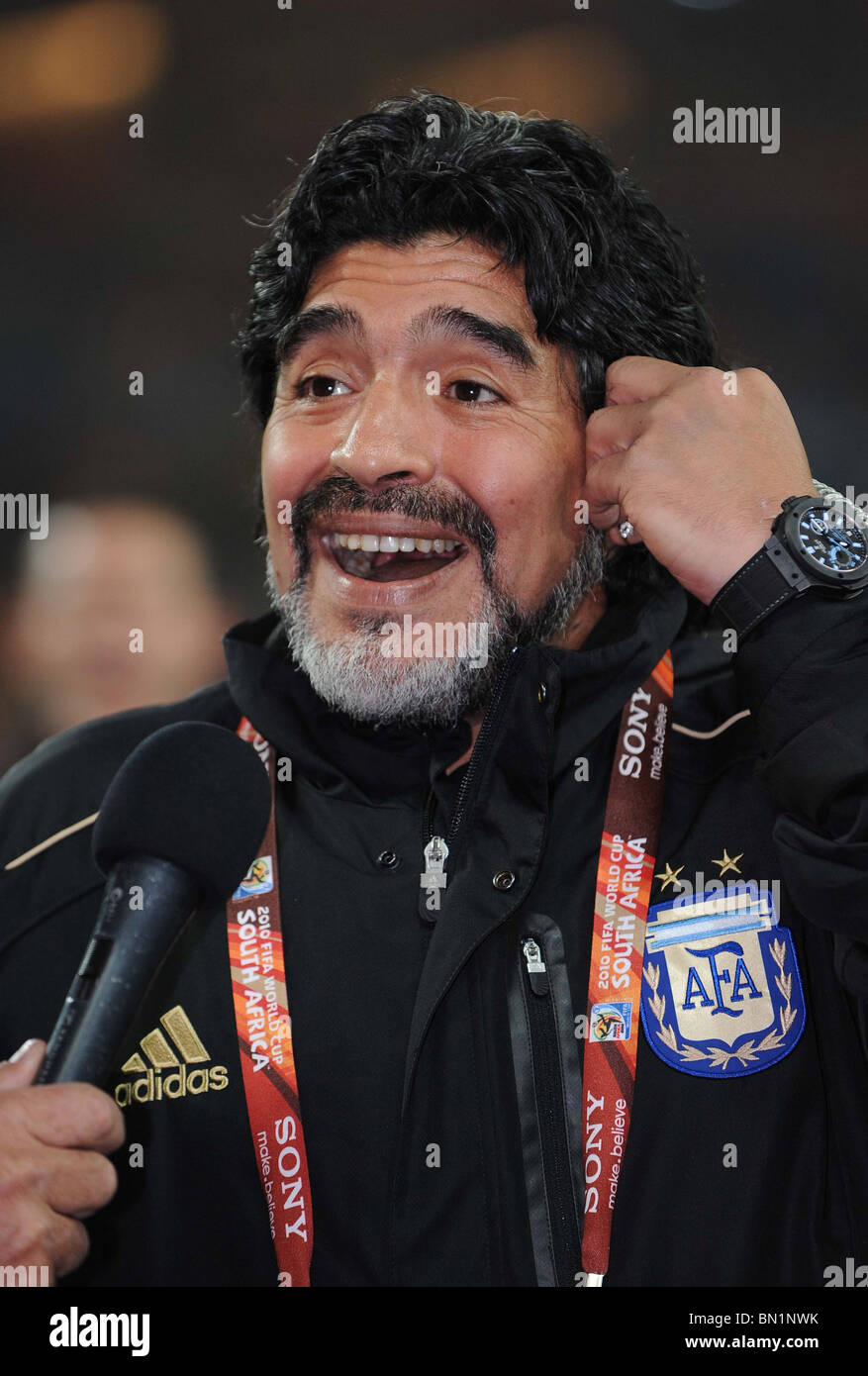 DIEGO MARADONA Argentinien Trainer SOCCER CITY Stadion Südafrika 27. Juni 2010 Stockfoto