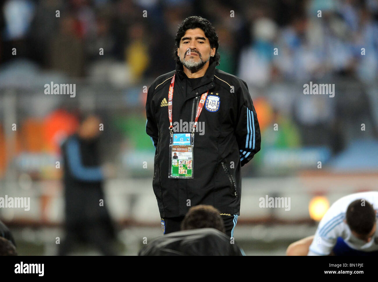 DIEGO MARADONA Argentinien Trainer SOCCER CITY Stadion Südafrika 27. Juni 2010 Stockfoto