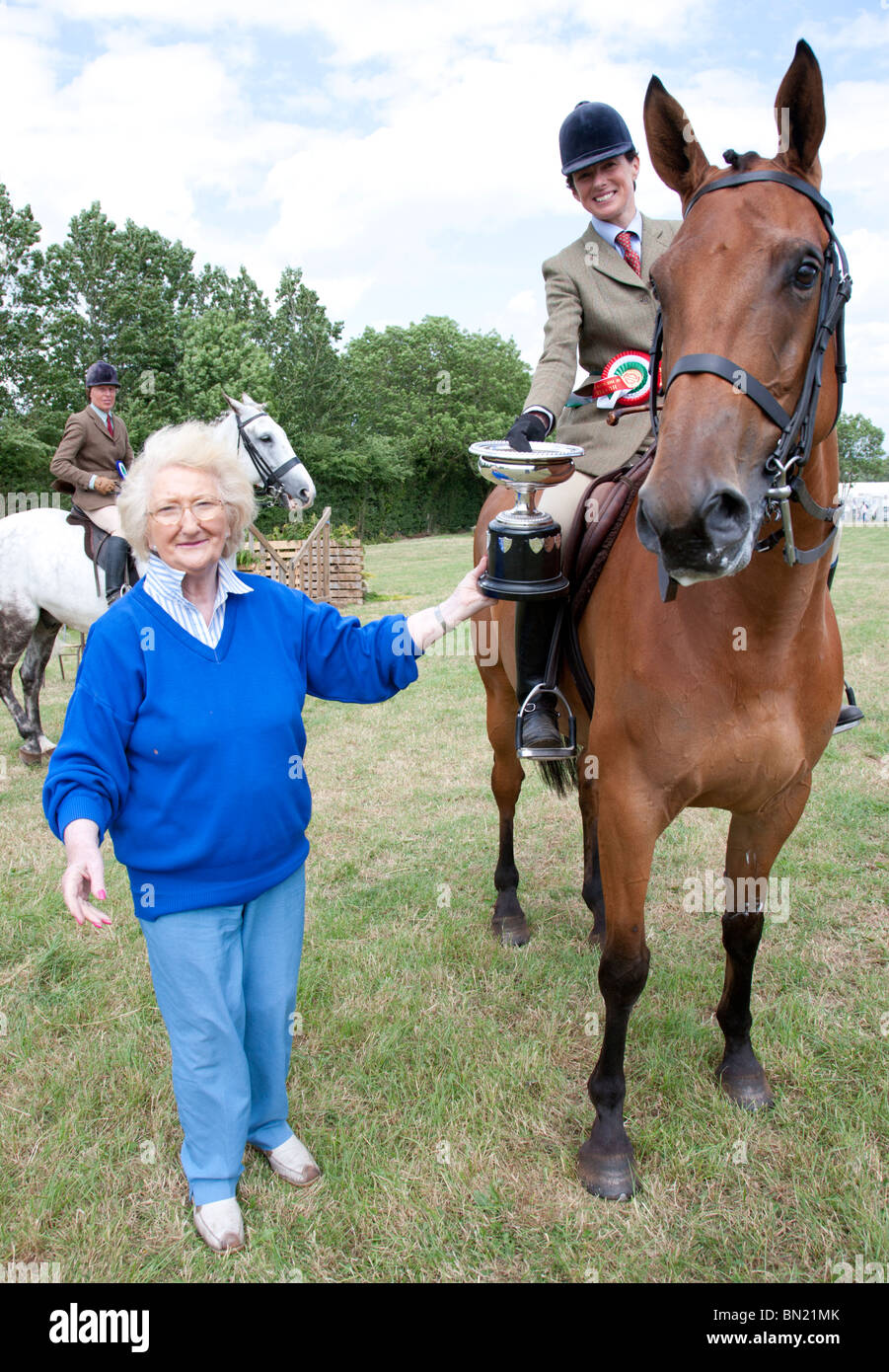 Springreiten auf irischen landwirtschaftlichen Messe, County Limerick Irland Stockfoto