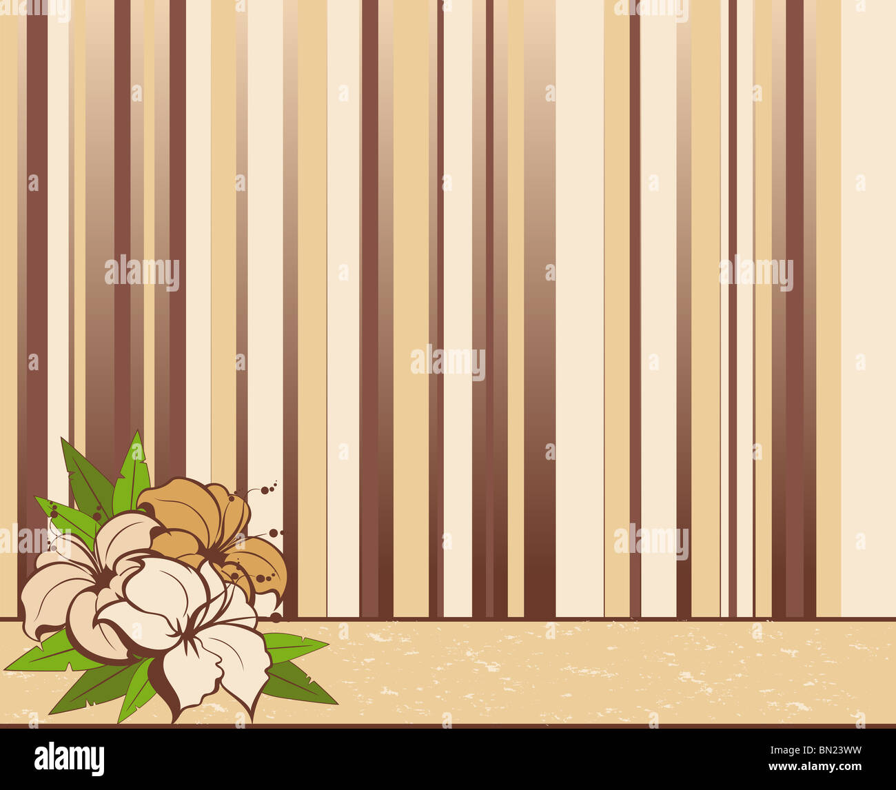 Grunge Hintergrund mit tropischen Blumen Stockfoto