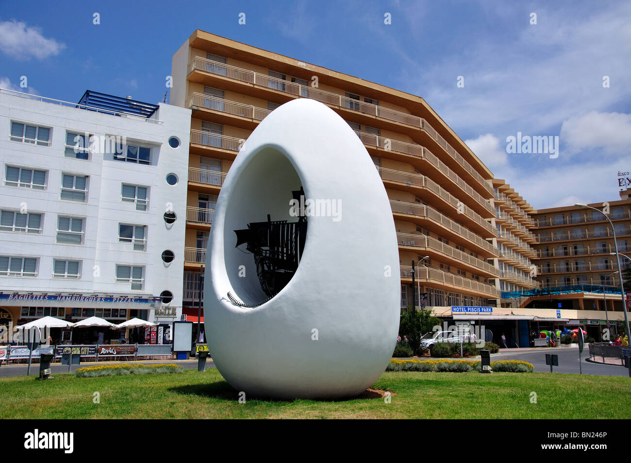 "Das Ei" Kolumbus-Denkmal, Sant Antoni de Portmany (San Antonio), Ibiza, Balearen, Spanien Stockfoto