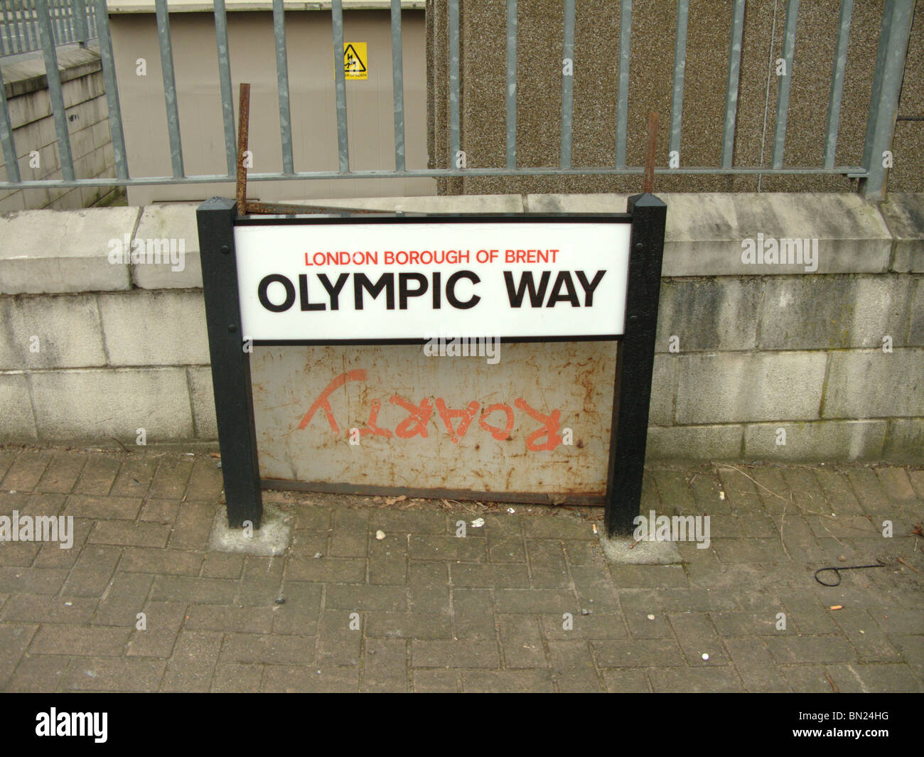 Schild Olympic Way, Wembley Stockfoto