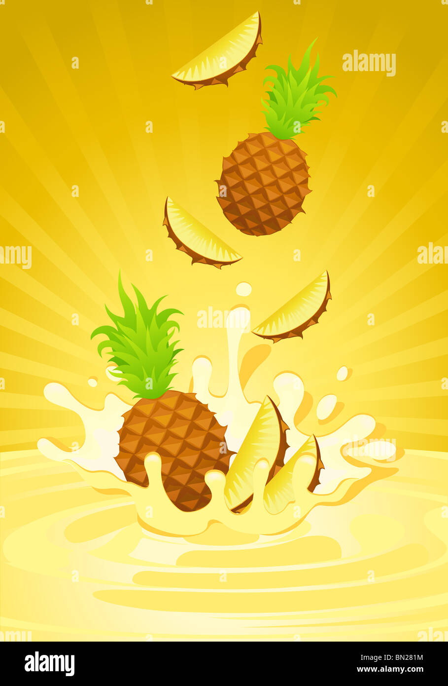 Leckere Ananas in Joghurt Stockfoto