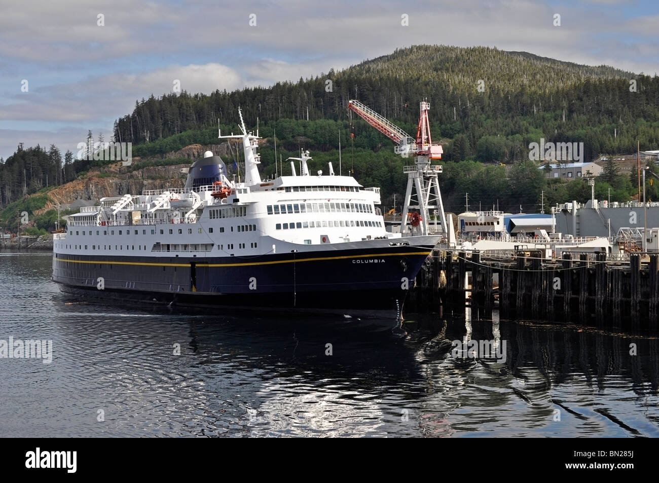 Schiff angedockt, Ketchikan, Alaska Stockfoto