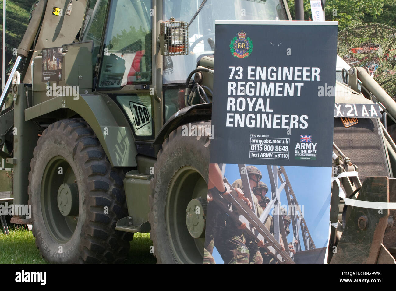 JCB Bagger Werbung 73 Engineer Regiment royal engineers Stockfoto