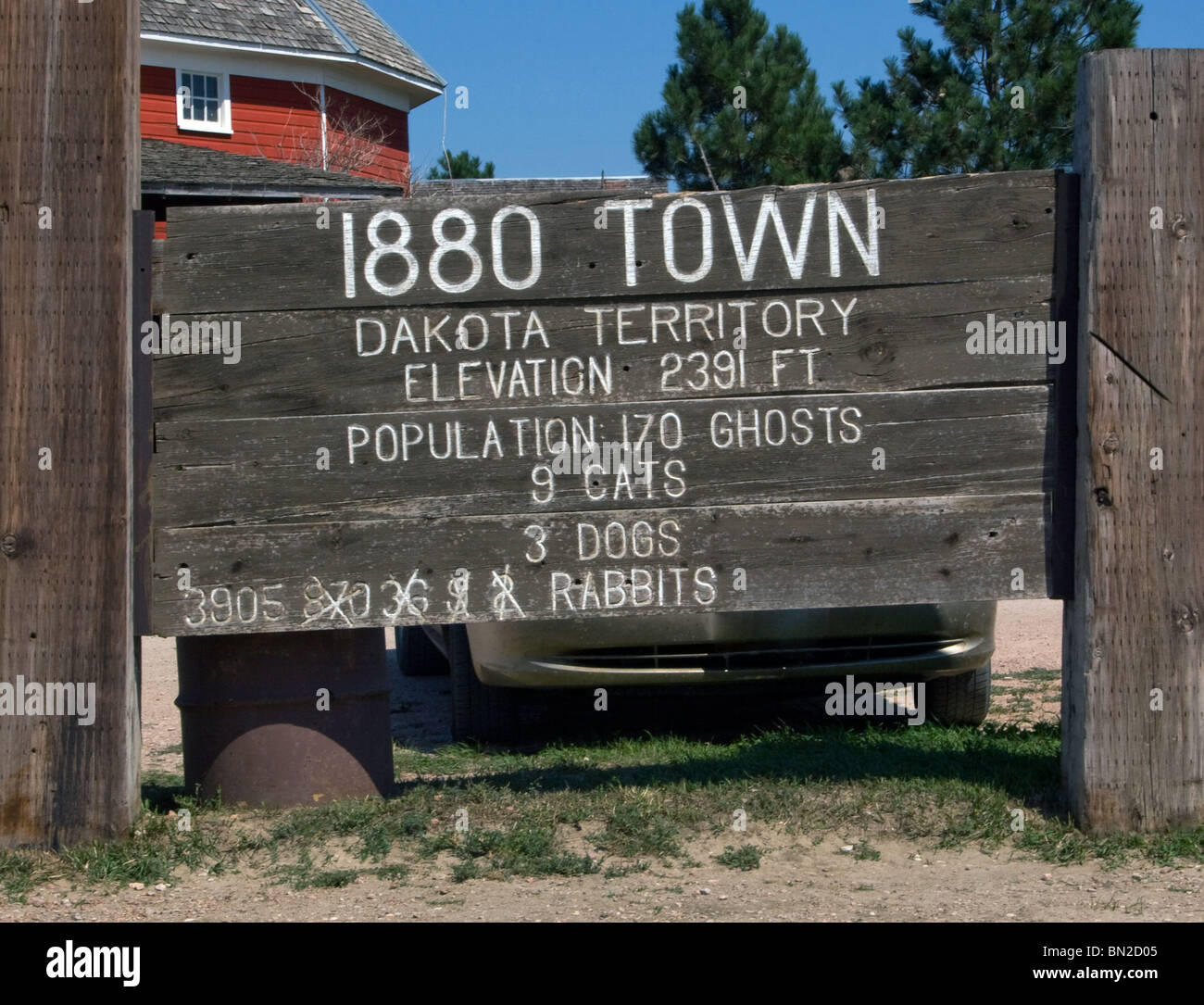 Der Film „The Dances with Wolves“ spielt in Stamford, South Dakota, und markiert den historischen Drehort und bietet nostalgischen Charme am Straßenrand. Stockfoto
