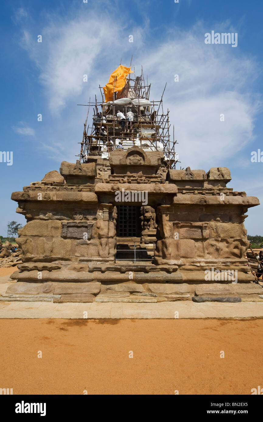 Indien-Tamil Nadu Mamallapuram Shore Tempel erklärt der Menschheit Immobilien von der UNESCO-Organisation Stockfoto Indien-Tamil Nadu Mamallapuram Shore Tempel erklärt der Menschheit Immobilien von der UNESCO-Organisation Stockfoto